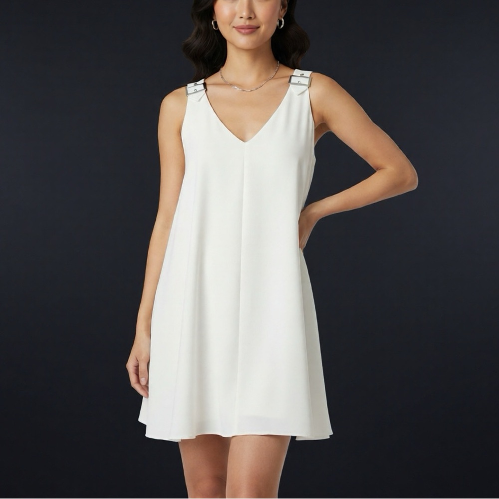 AMANDA UPRICHARD | Cream V-neck A-line Mini Dress Sz S